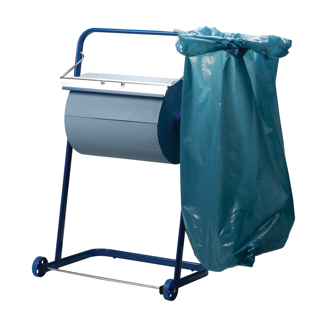 Mobiele handpapier- en afvalzakhouder met vloerstandaard