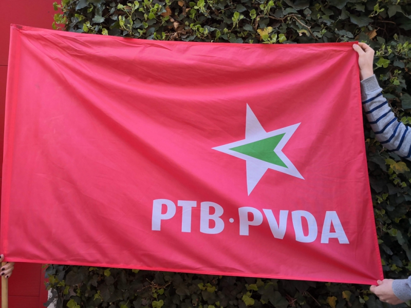 Vlag op stok PVDA-PTB / Drapeau sur poteau PVDA-PTB